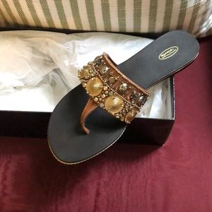 NIB Talbots brown jeweled slides, 7.5